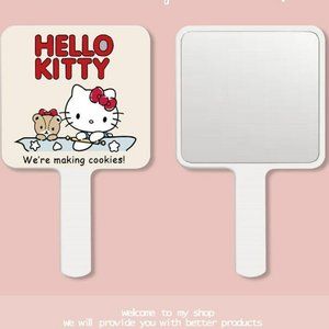Sanrio Hello Kitty Small Hand Mirror White & Red Kawaii